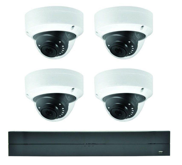 Video Security Bundle – Four (4) 2 MP Fixed Mini Dome HD-CVI Cameras and One (1) 8-Channel Penta-brid Mini DVR