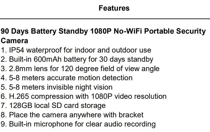 1080 PIR Battery Powered Security Camera