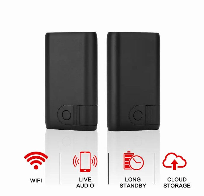 Power Bank WiFi Audio Recorder. App: CamSC Pro Std By 9 months. Cont.12hrs (Item