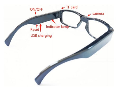 Glasses DVR Camera 1080P Supports 128Gb SD memory card (Item