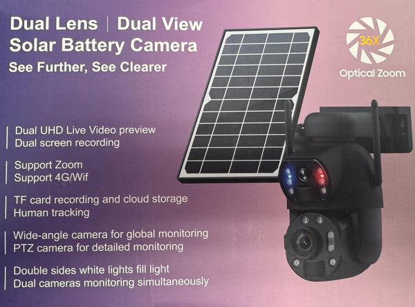 Solor 6MP PTZ PIR 4G Camera Dual Lens (Model: IQIPPT6941U Item#10196)