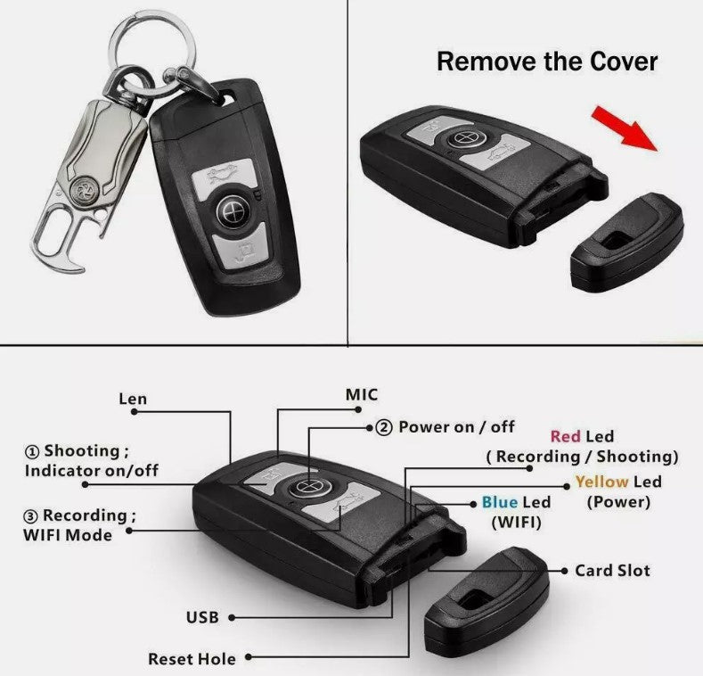 4K Car Key WIFI Camera (Model: IQK800 Item
