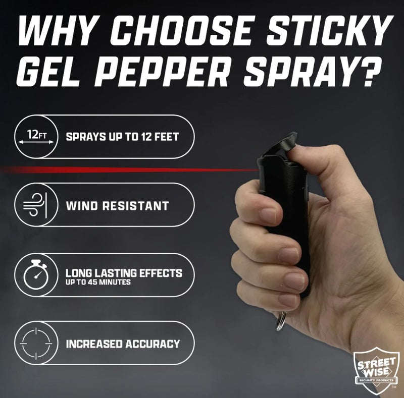 STICKY GEL PEPPER SPRAY 1/2 OZ/FLIP TOP/BLACK