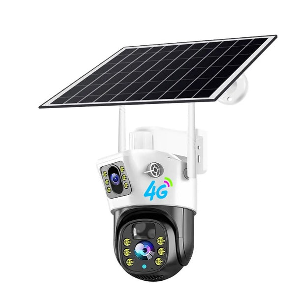 PTZ Dual Lens 4G Solar Powered Wireless IP66 Camera App: V380 Pro (Item 3461)