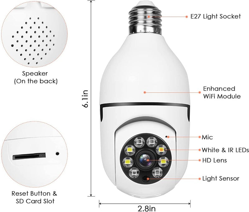 WIFI Light Bulb Screw-In PTZ Camera